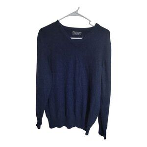 HAWICK Knitwear Sweater Men M Blue Cashmere Scotland Minimalist Preppy Career